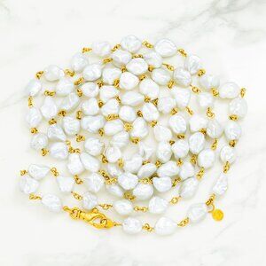 22k Yellow Gold Baroque Pearl Chain